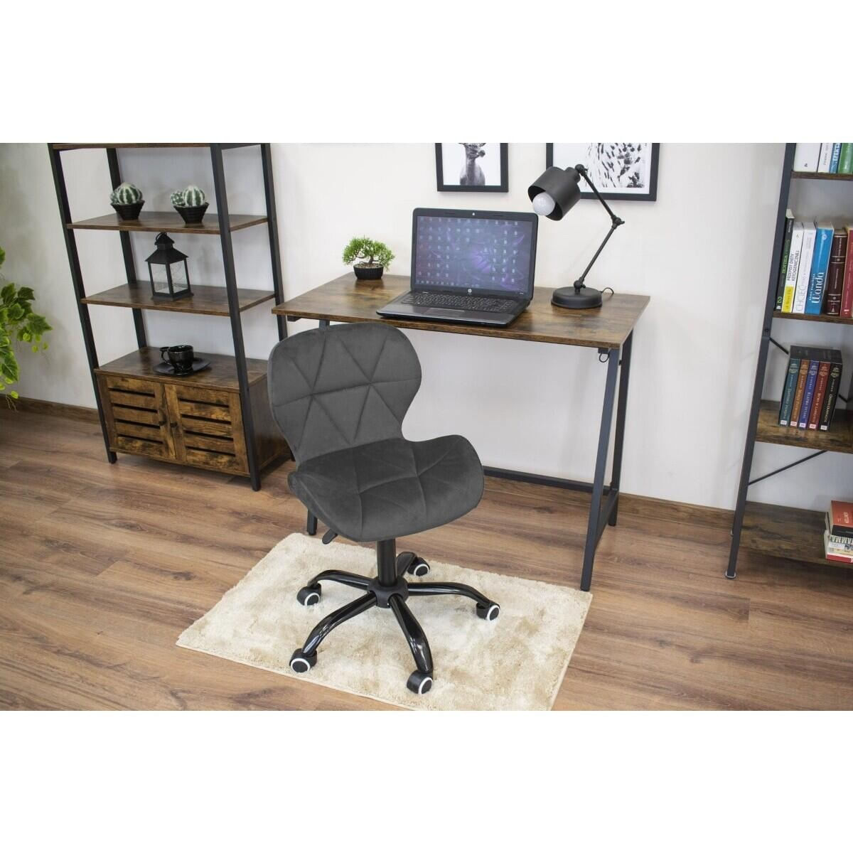 Scaun de birou, Artool, Noto, catifea, gri si negru, 53.5x57.5x74-86 cm — imaginea 3