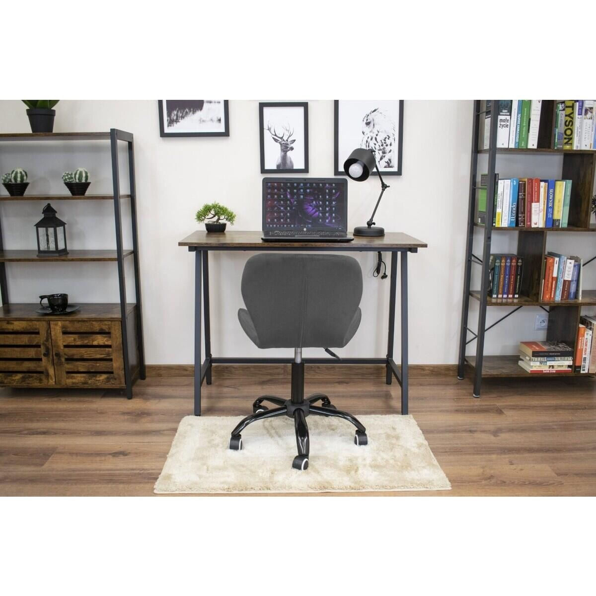 Scaun de birou, Artool, Noto, catifea, gri si negru, 53.5x57.5x74-86 cm — imaginea 4