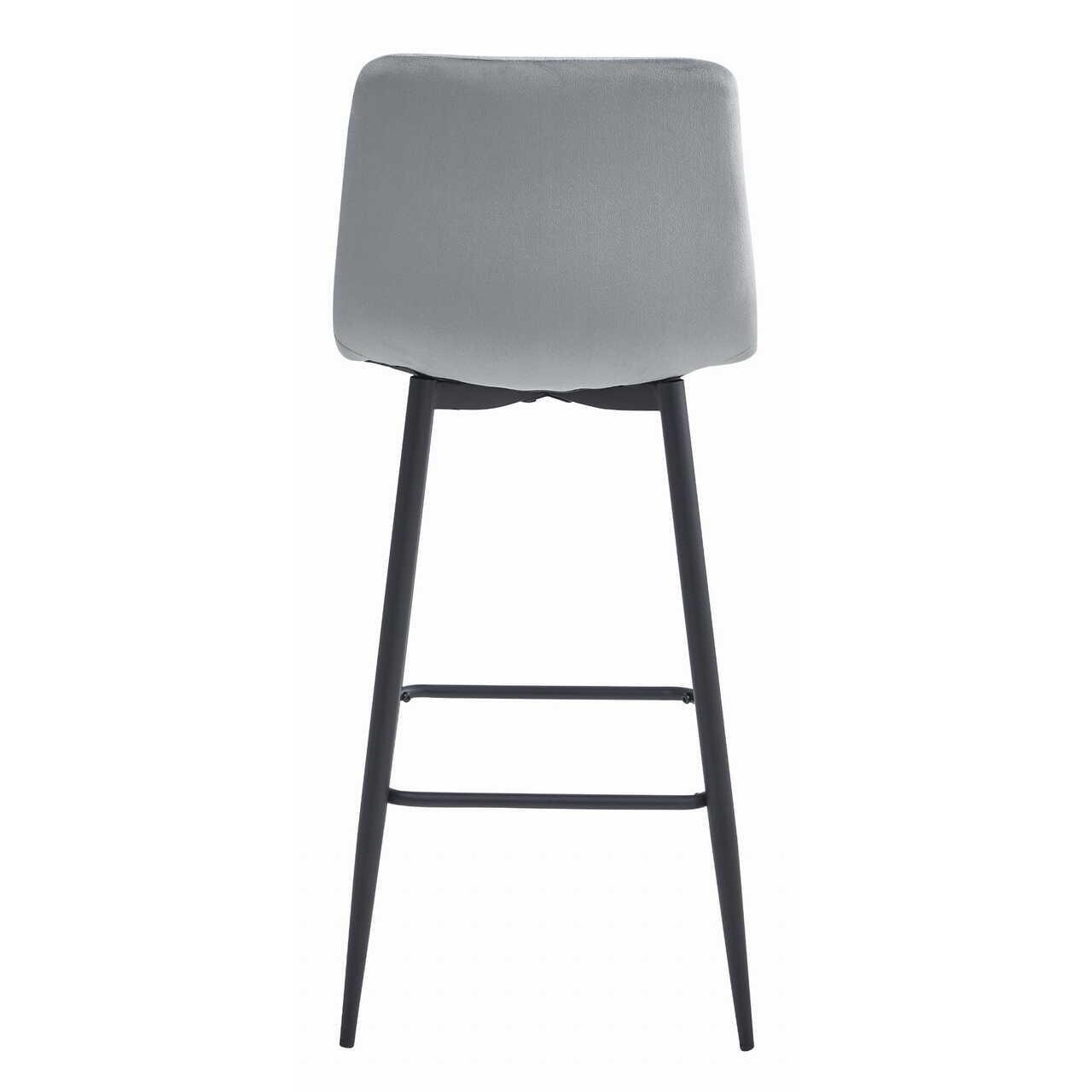 Scaun de bucatarie/bar, Artool, Pozza, catifea, otel, argintiu si negru, 43x35x104 cm — imaginea 2