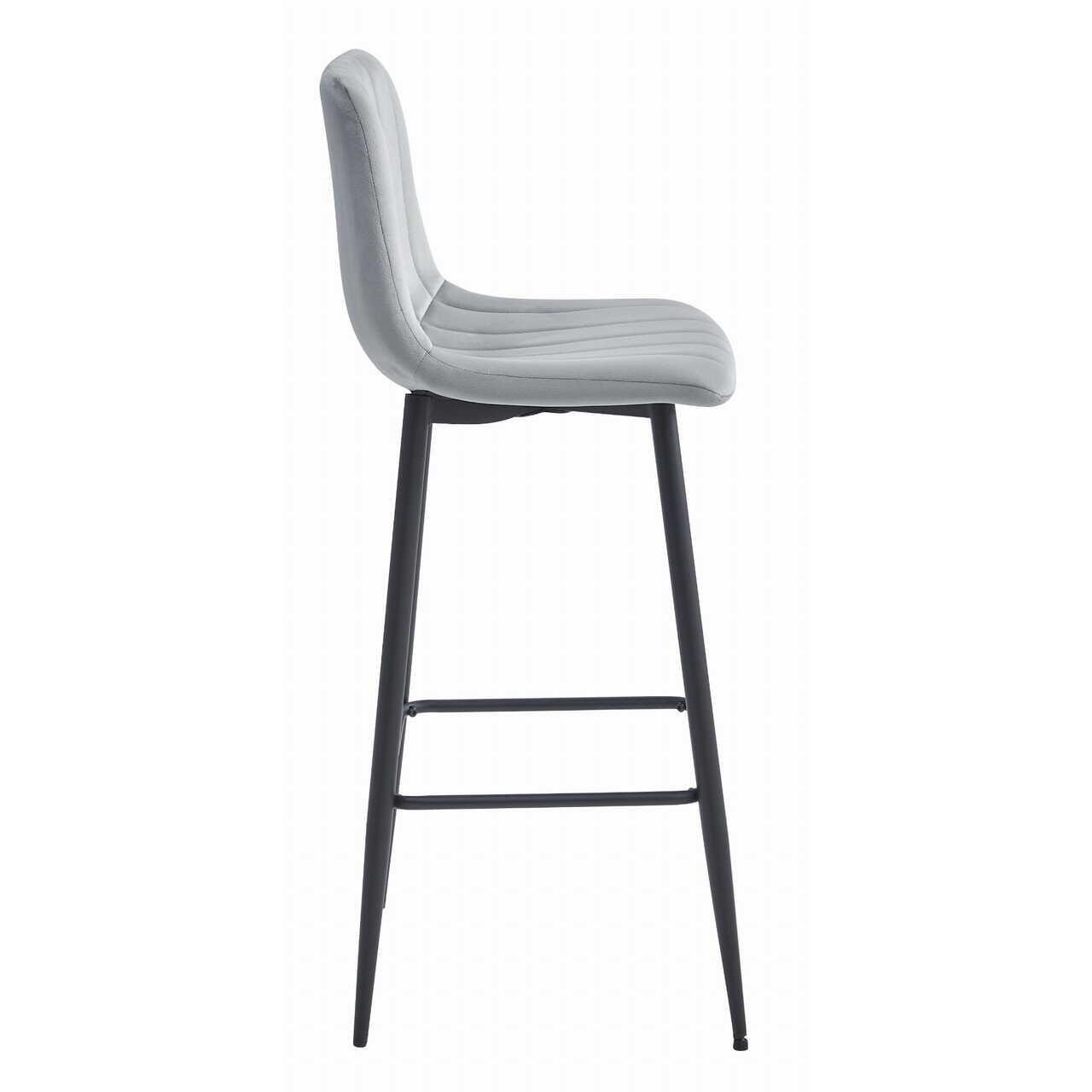 Scaun de bucatarie/bar, Artool, Pozza, catifea, otel, argintiu si negru, 43x35x104 cm — imaginea 3