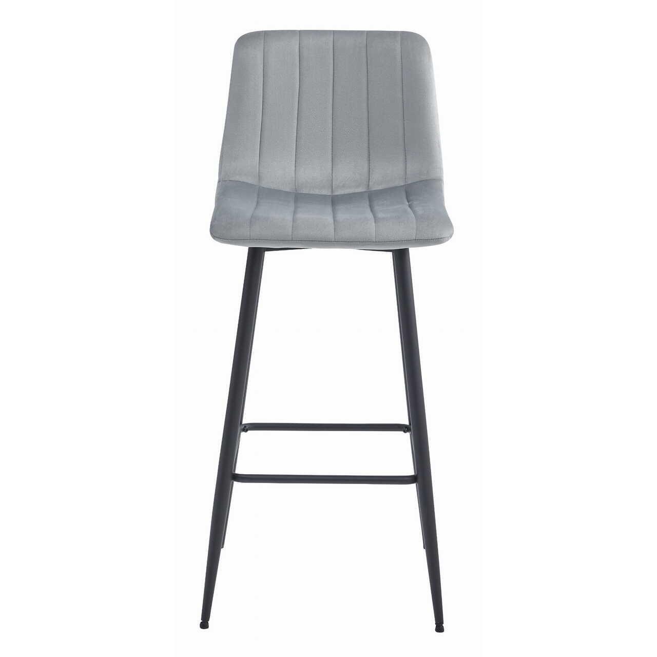 Scaun de bucatarie/bar, Artool, Pozza, catifea, otel, argintiu si negru, 43x35x104 cm — imaginea 5