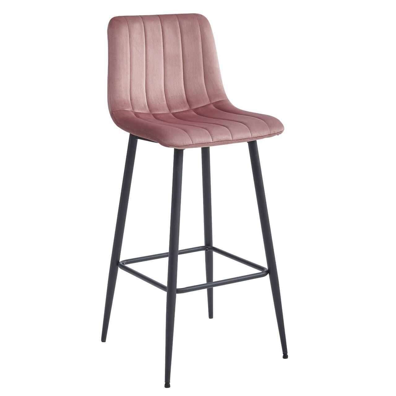 Scaun de bucatarie/bar, Artool, Pozza, catifea, otel, roz si negru, 43x35x104 cm — imaginea 2