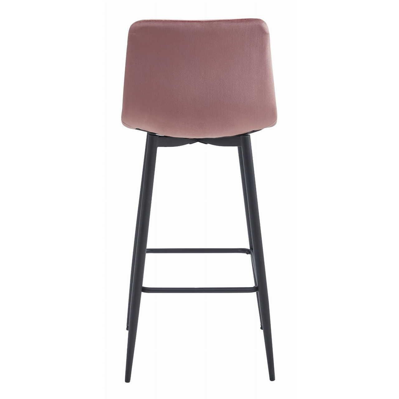 Scaun de bucatarie/bar, Artool, Pozza, catifea, otel, roz si negru, 43x35x104 cm — imaginea 3