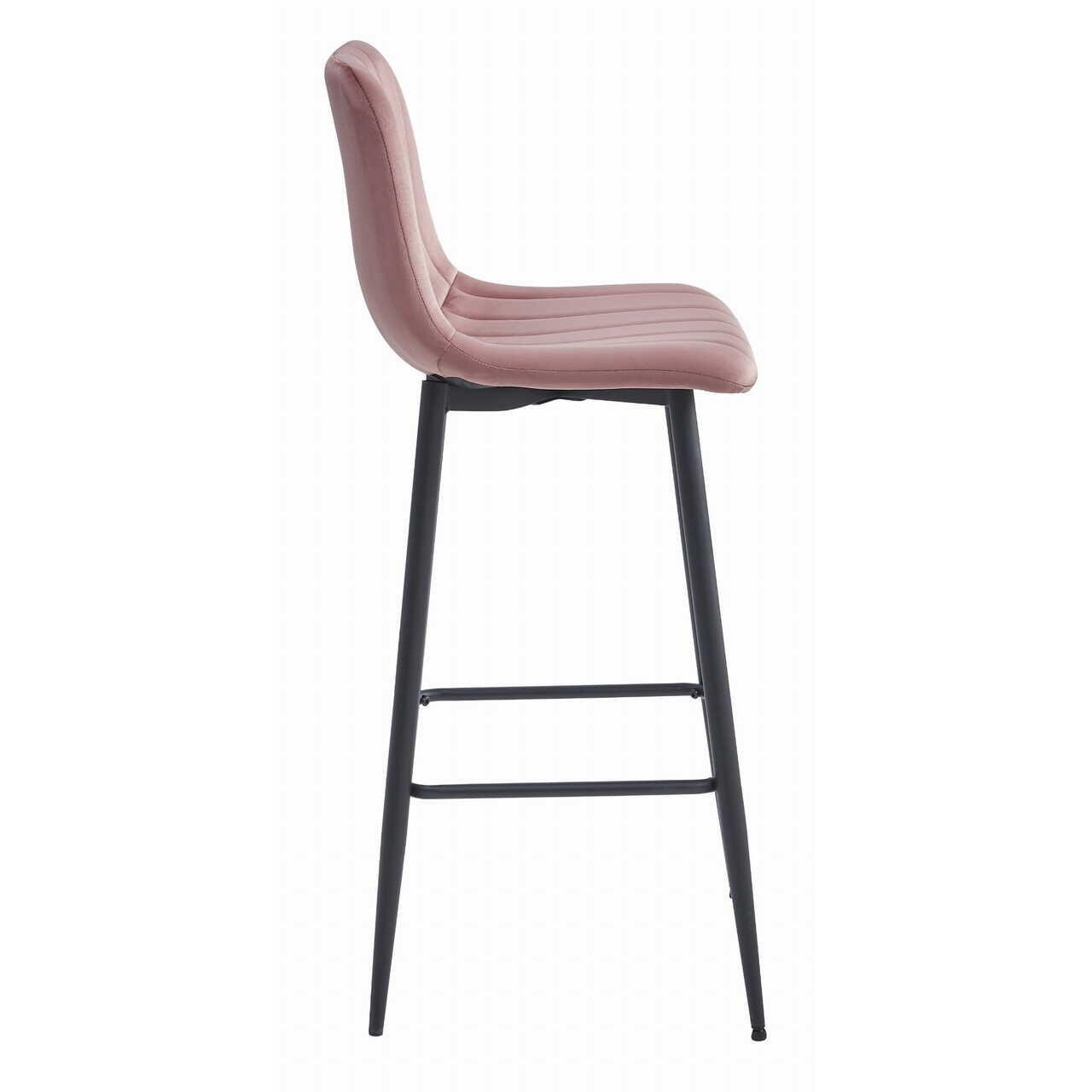 Scaun de bucatarie/bar, Artool, Pozza, catifea, otel, roz si negru, 43x35x104 cm — imaginea 5
