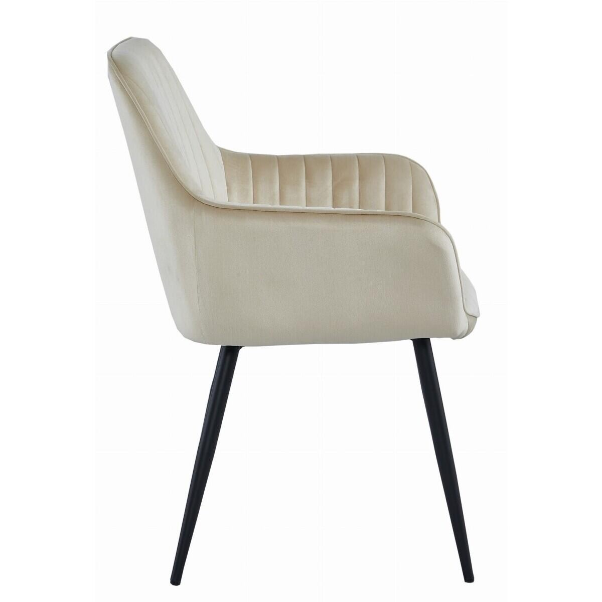 Scaun stil fotoliu bucatarie/living, Artool, Solden, catifea, metal, bej si negru, 55x45.5x83.5 cm — imaginea 4