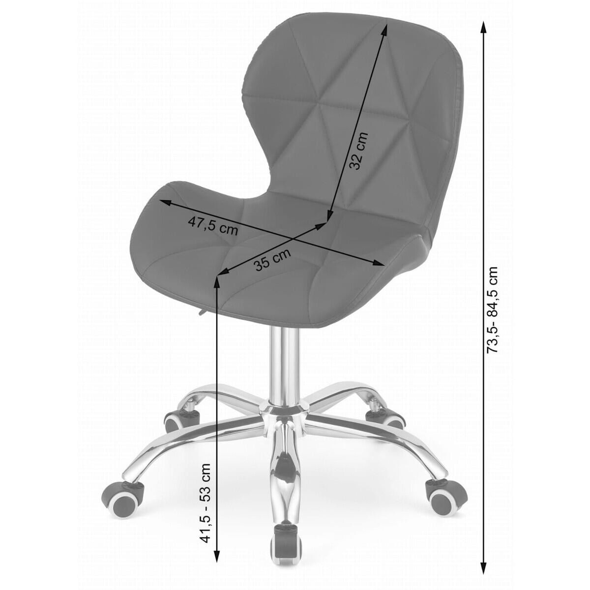 Scaun de birou, Artool, Avola, rotativ, piele ecologica, alb, 53.5x55.5x73.5-84.5 cm — imaginea 5