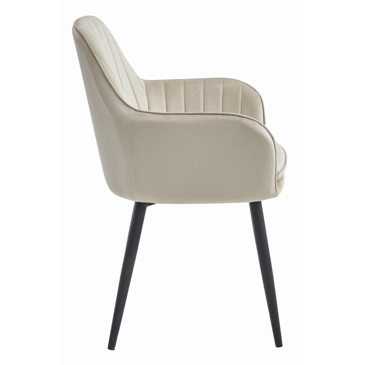 Scaun stil fotoliu bucatarie/living, Artool, Lugo, catifea, metal, bej si negru, 57.5x56.5x86.5 cm — imaginea 2