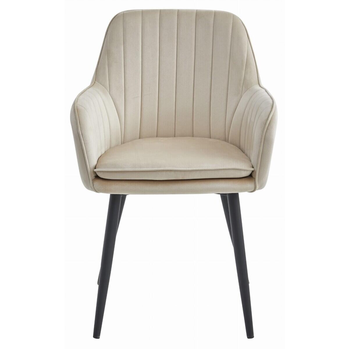 Scaun stil fotoliu bucatarie/living, Artool, Lugo, catifea, metal, bej si negru, 57.5x56.5x86.5 cm — imaginea 4