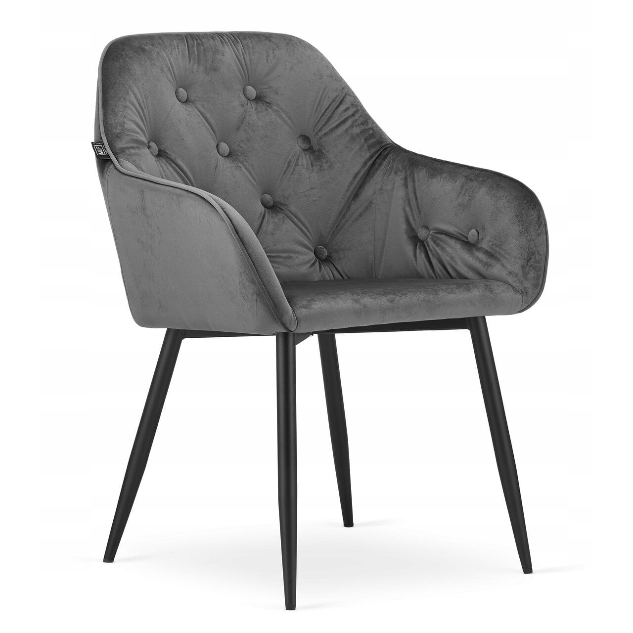 Scaun stil fotoliu bucatarie/living, Artool, Forio, catifea, metal, gri si negru, 61x55.5x81 cm — imaginea 5
