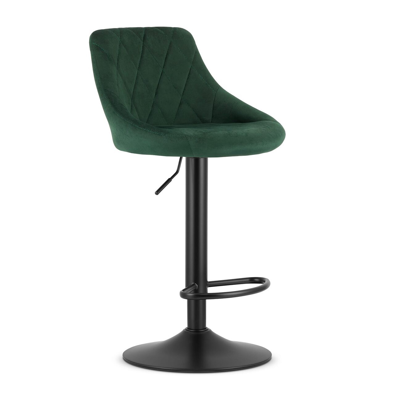 Scaun de bucatarie/bar, Artool, Kast, rotativ, catifea, verde si negru, 45.5x49x85-105 cm — imaginea 2