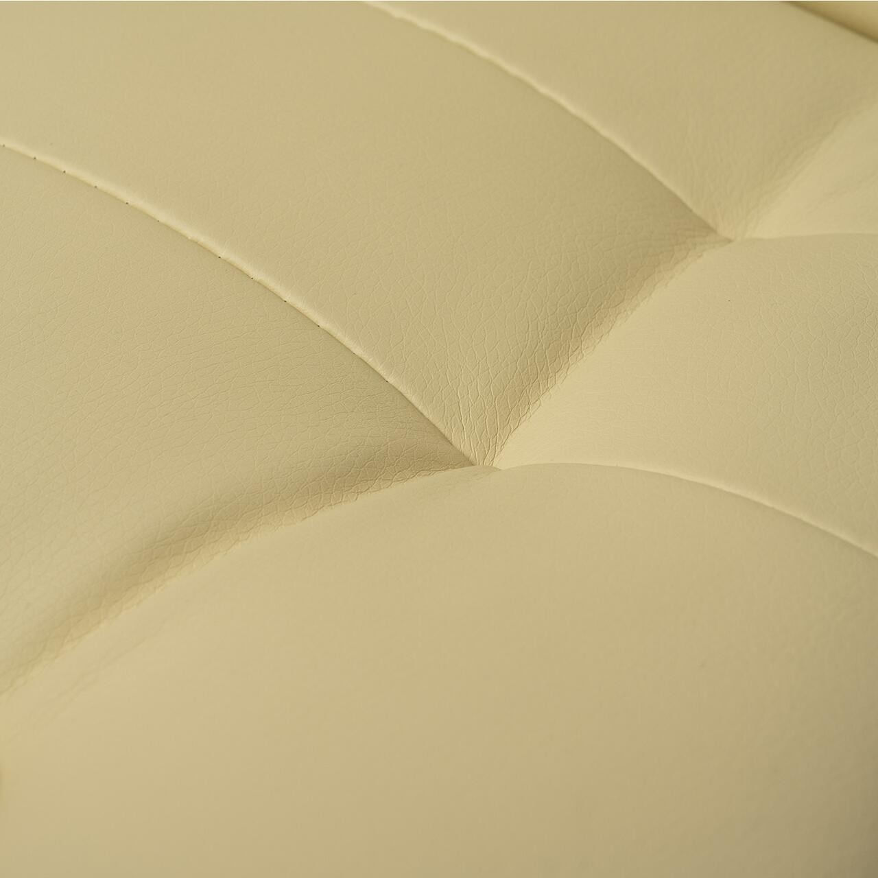 Scaun de birou, Malatec, cu suport pentru picioare, rotativ, piele ecologica, crem, 65x102/110 cm — imaginea 4