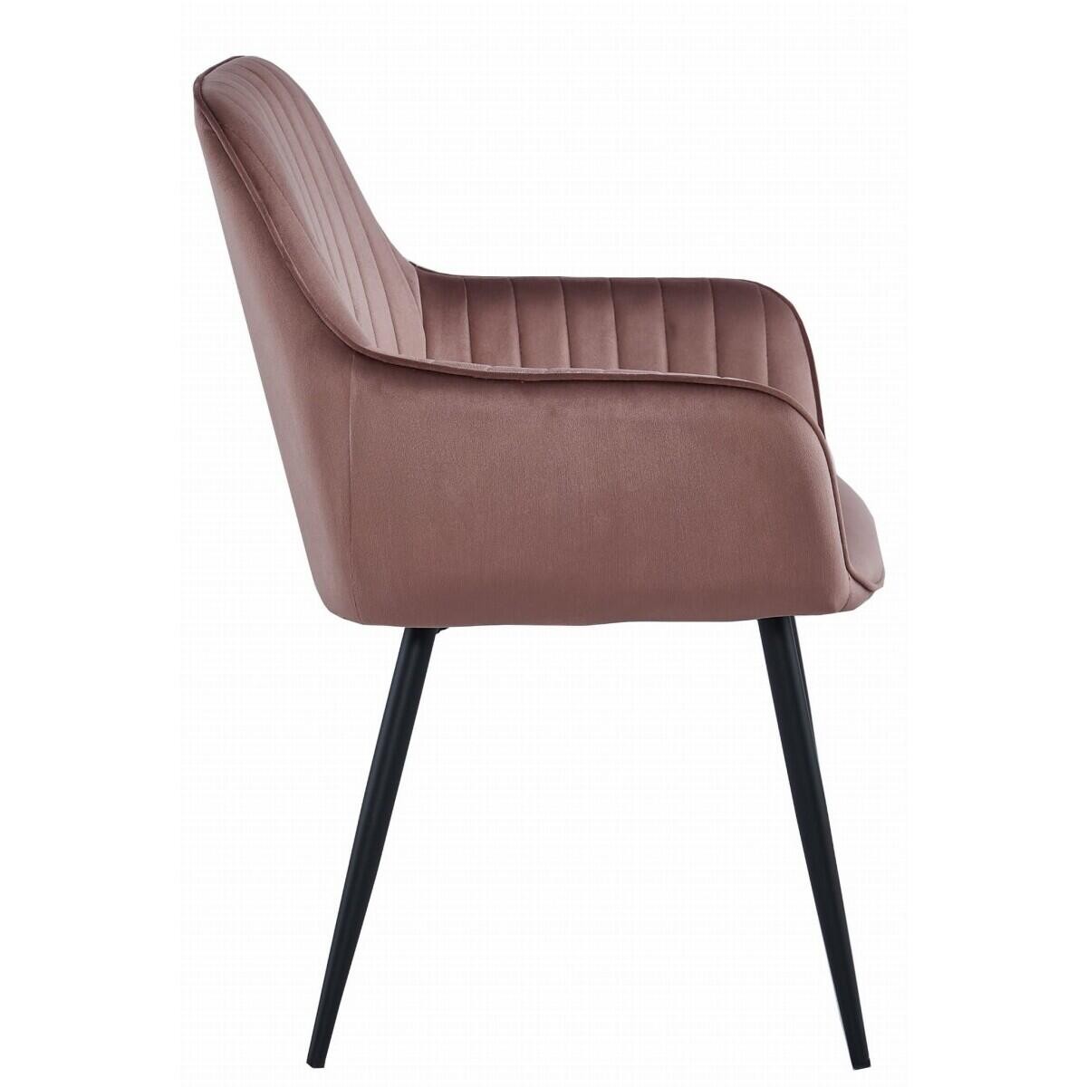 Scaun stil fotoliu bucatarie/living, Artool, Solden, catifea, metal, roz si negru, 55x45.5x83.5 cm — imaginea 2