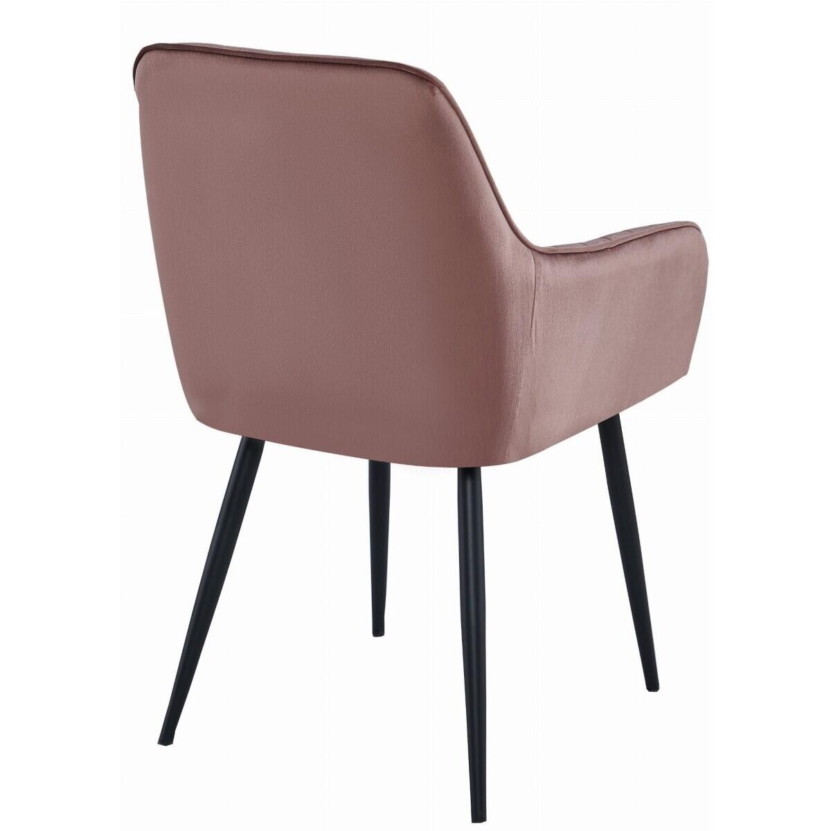 Scaun stil fotoliu bucatarie/living, Artool, Solden, catifea, metal, roz si negru, 55x45.5x83.5 cm — imaginea 3