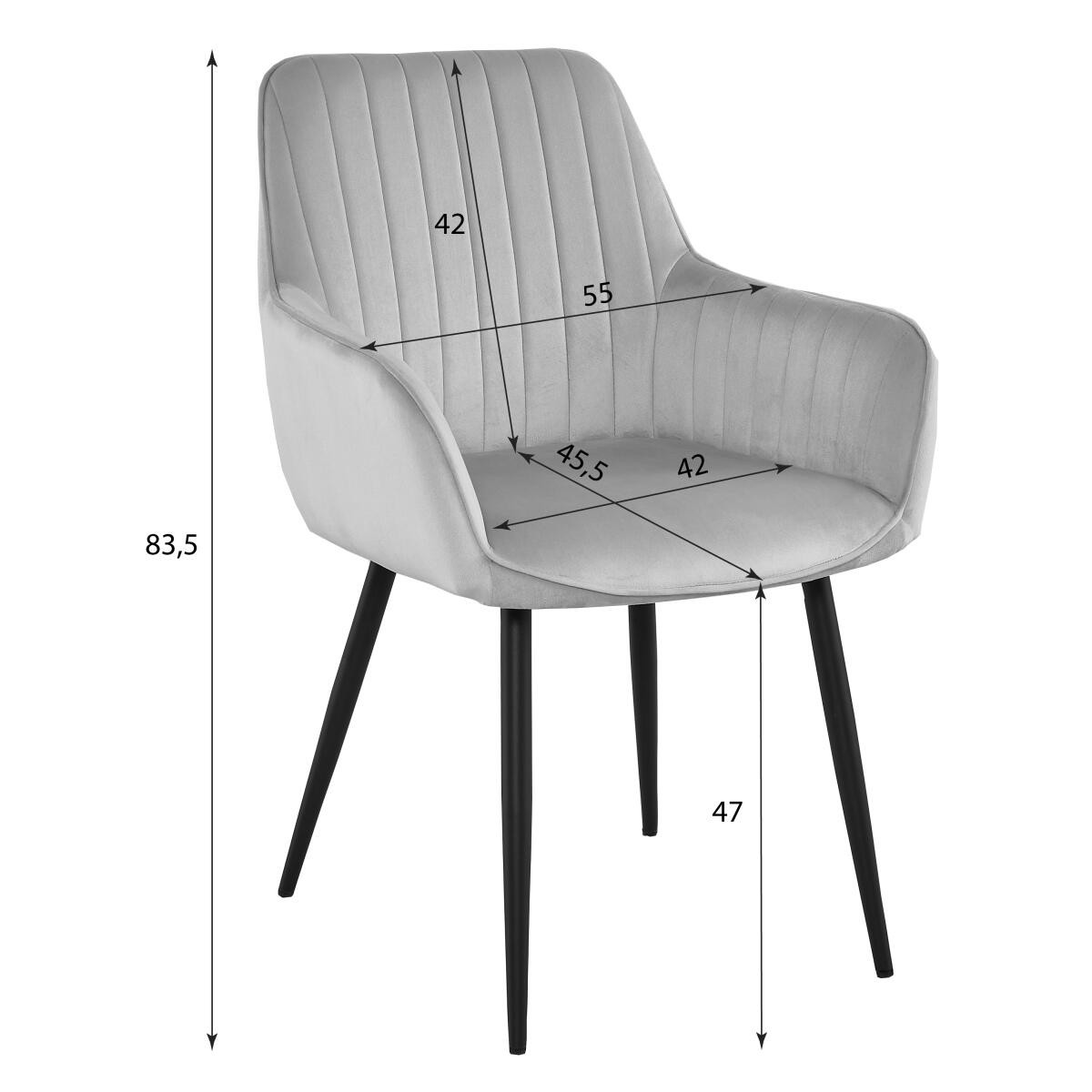 Scaun stil fotoliu bucatarie/living, Artool, Solden, catifea, metal, roz si negru, 55x45.5x83.5 cm — imaginea 4