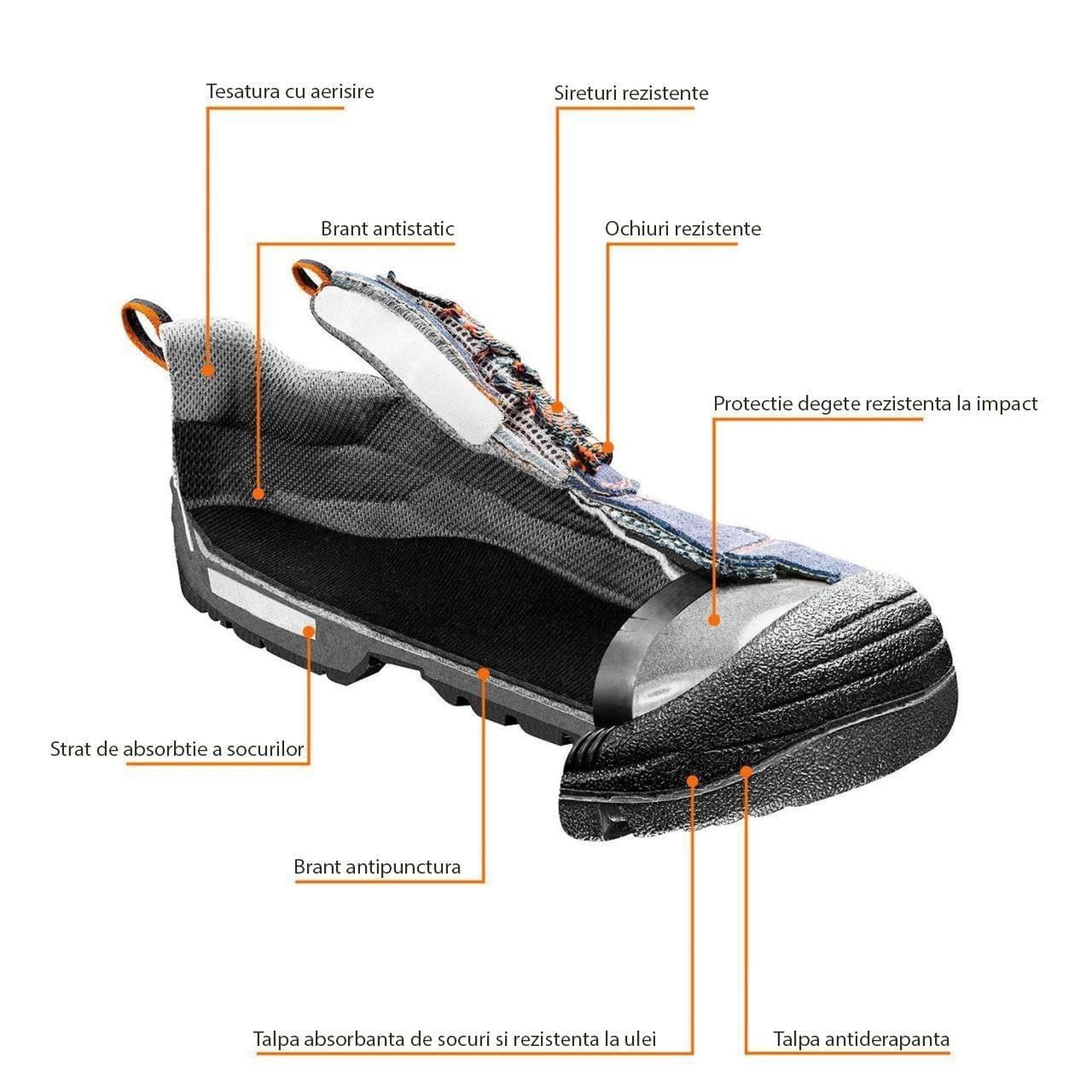Bocanci de lucru, S1P, SRA, piele caprioara, marimea — imaginea 4