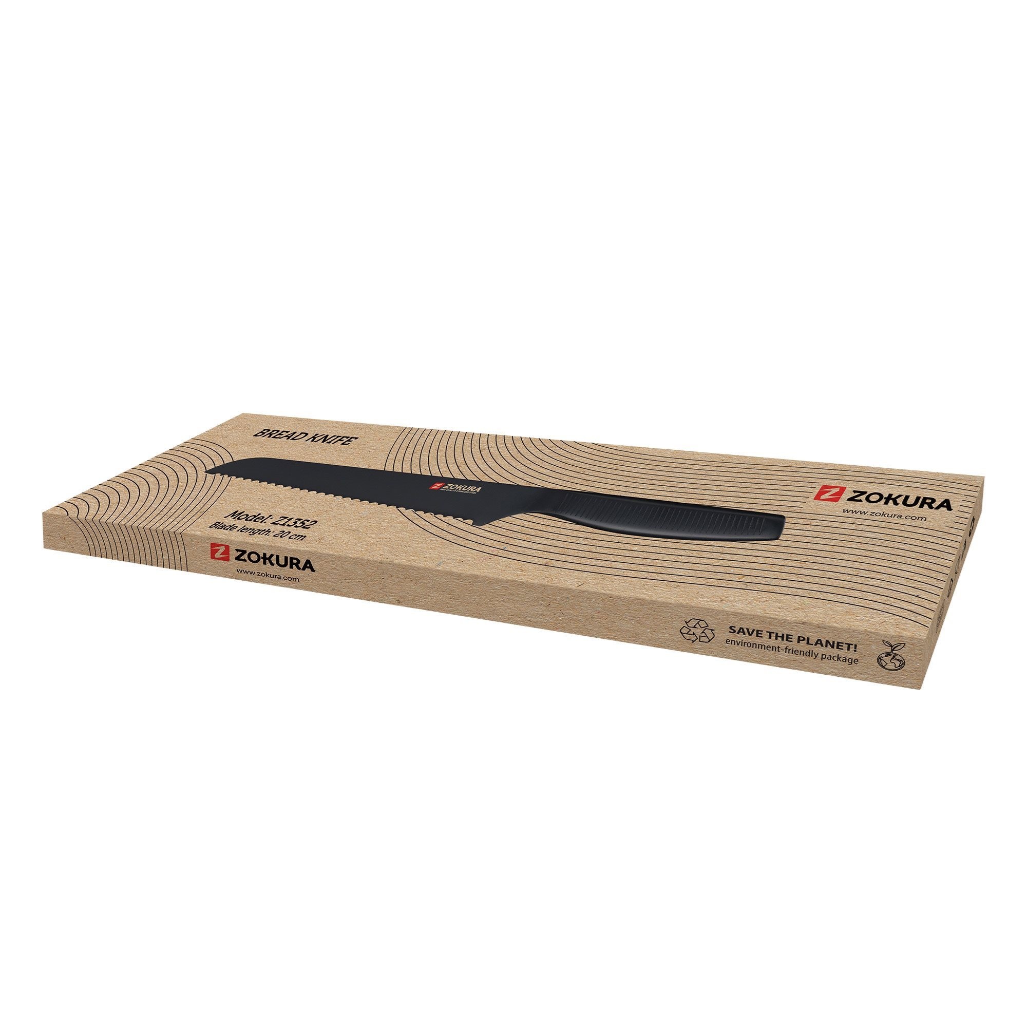 Cutit pentru paine, otel inoxidabil, 20 cm - Zokura — imaginea 3