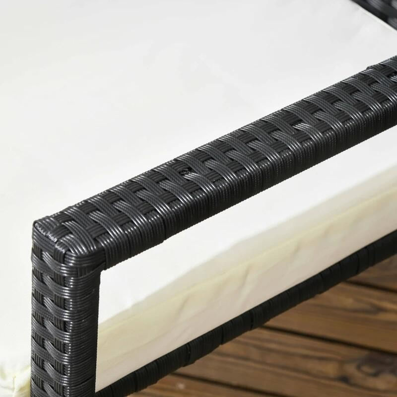 Set mobilier gradina/terasa, negru si bej, ratan sintetic, 1 masa, 6 scaune, Lynna — imaginea 5