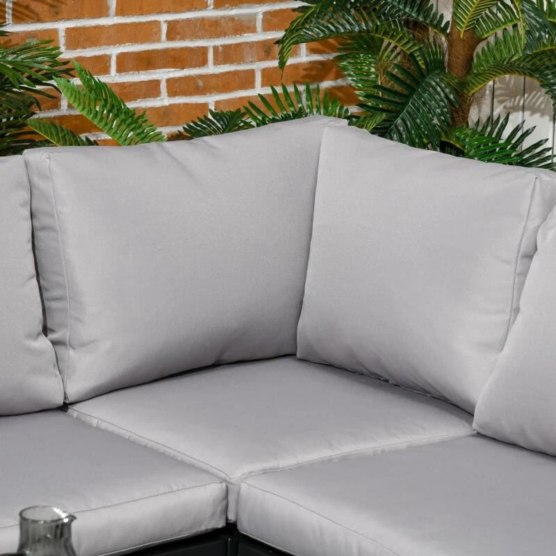 Set mobilier gradina/terasa, gri si negru, 1 masa, 3 canapele, Kayden — imaginea 3