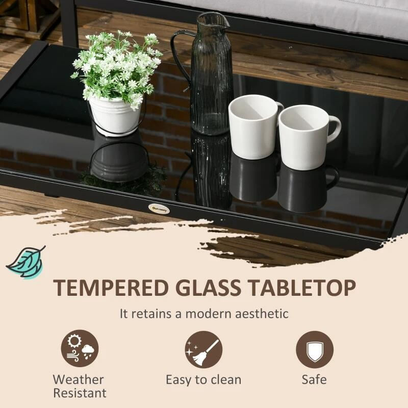 Set mobilier gradina/terasa, gri si negru, 1 masa, 3 canapele, Kayden — imaginea 5