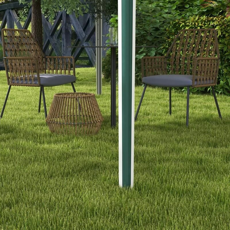 Pavilion pentru gradina/terasa, cadru metalic, material Oxford, cu tarusi, corzi ancorare, geanta, reglabil, verde, 2.95x2.95x2. — imaginea 4