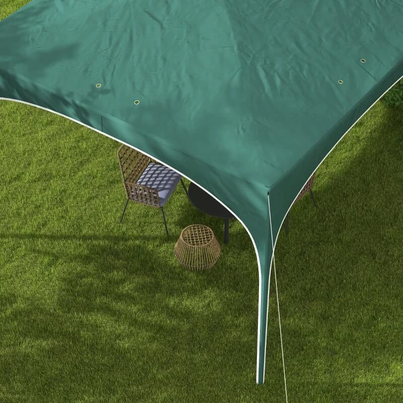 Pavilion pentru gradina/terasa, cadru metalic, material Oxford, cu tarusi, corzi ancorare, geanta, reglabil, verde, 2.95x2.95x2. — imaginea 5