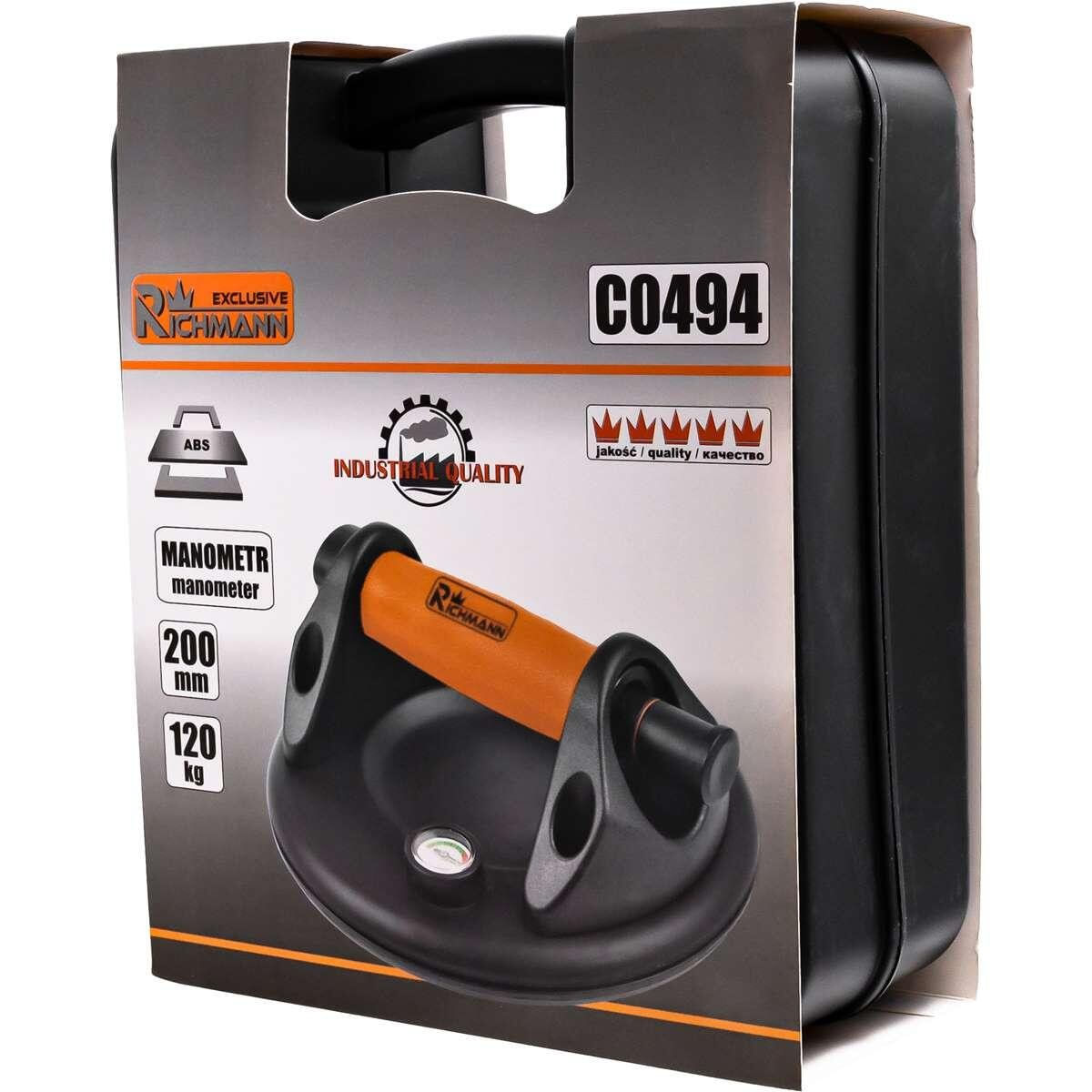 Ventuza pentru transport si montat parbrize, geamuri, placi marmura, granit, cu manometru, 1 brat, max 120 kg, Richmann Exclusiv — imaginea 4