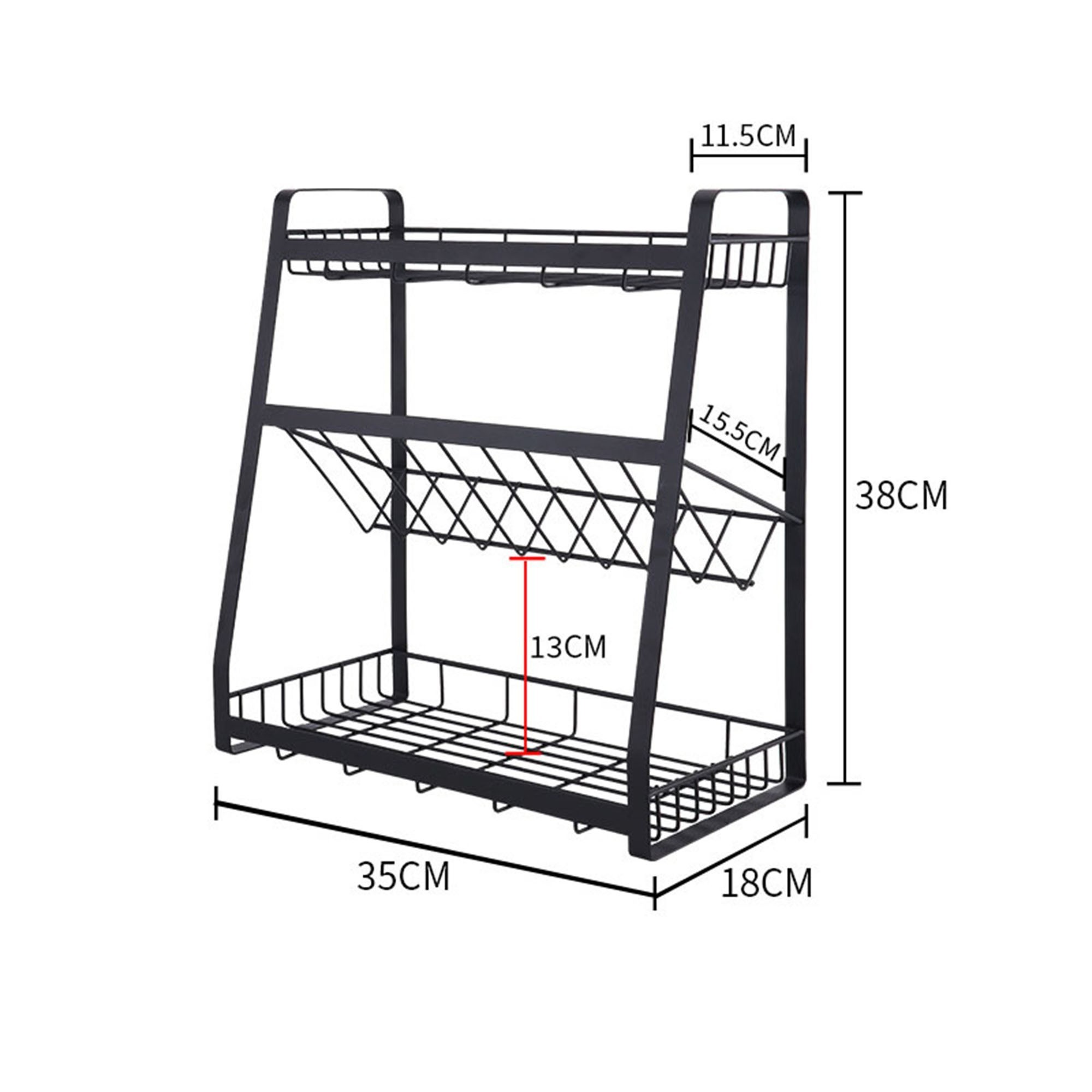 Raft condimente, otel carbon, 35x18x38cm - Zokura — imaginea 2