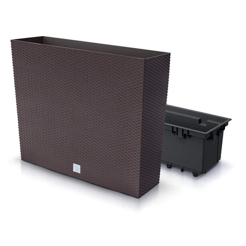Jardiniera decorativa, imitatie ratan, maro, 58x18x49.8 cm, Rato Case — imaginea 2