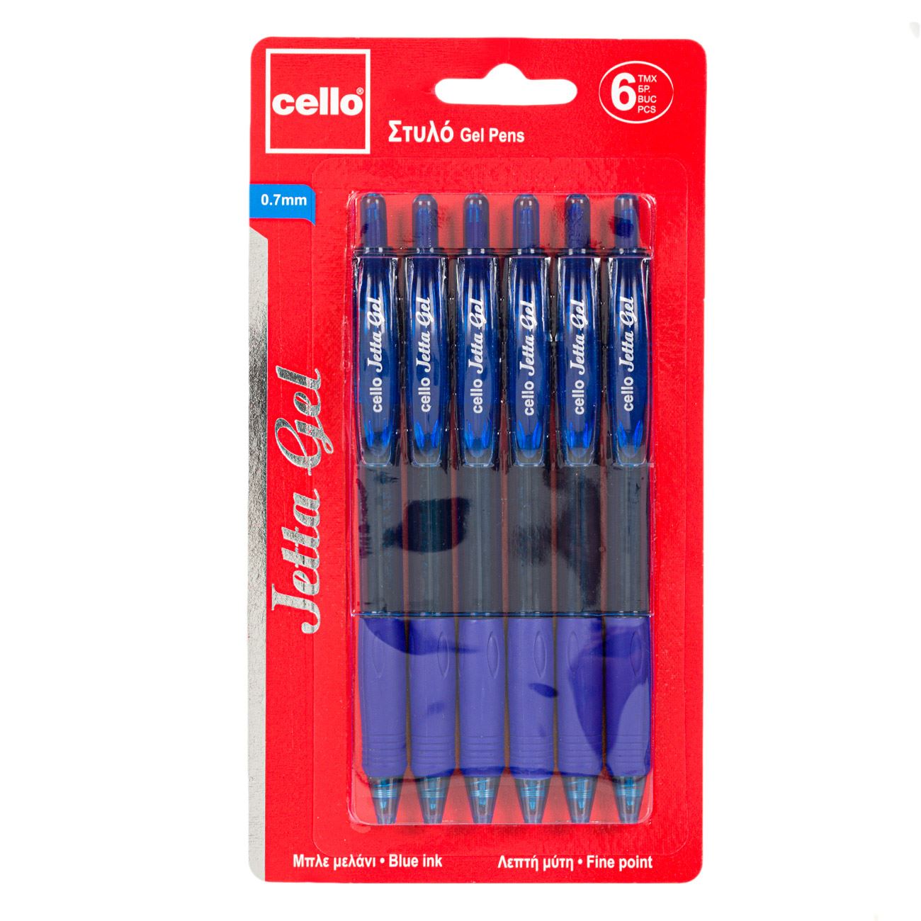 Set pixuri gel cello jetta gel, albastru, 0.7mm, 6 bucati