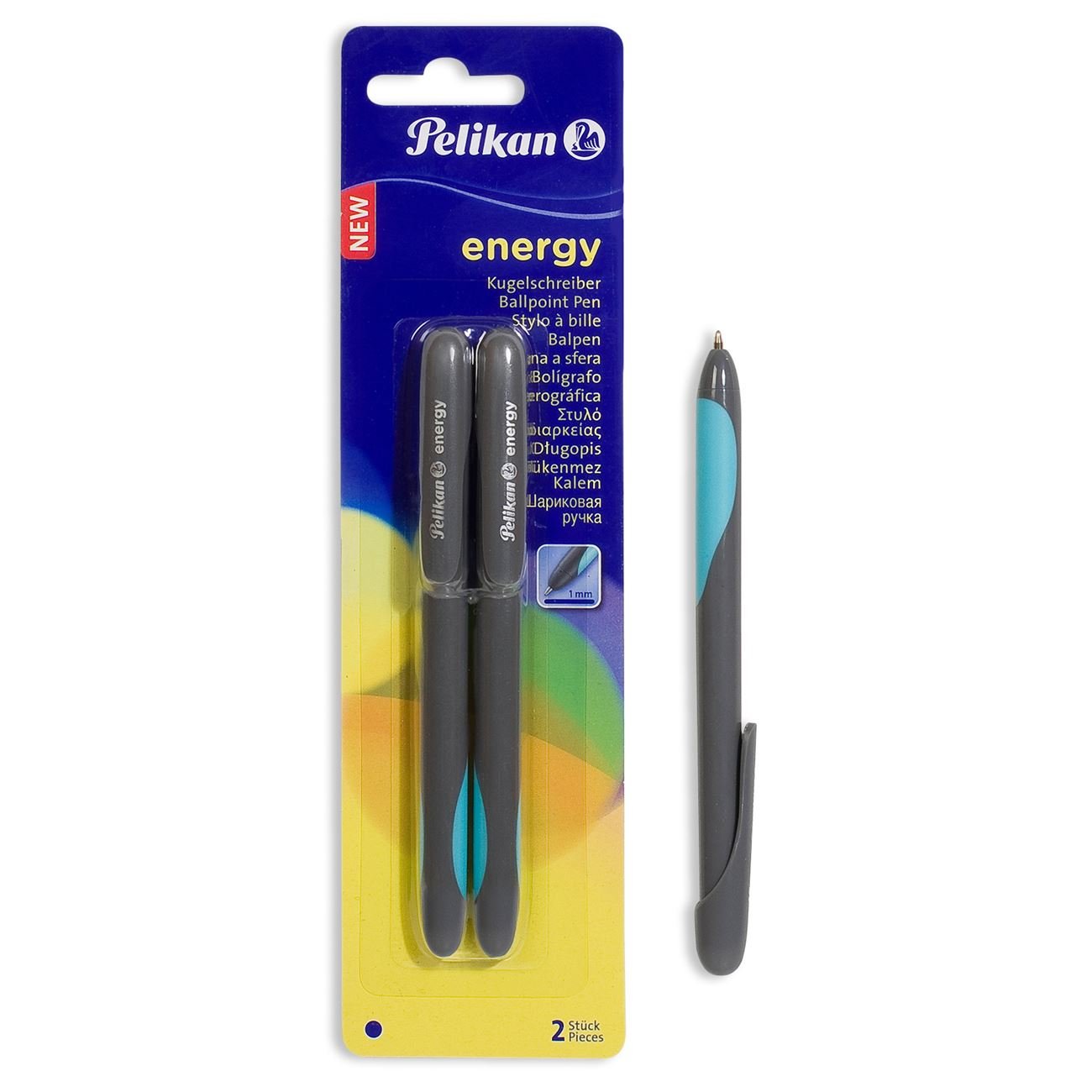 Set pixuri ballpoint pelikan energy, 2 bucati, albastru, grip confortabil
