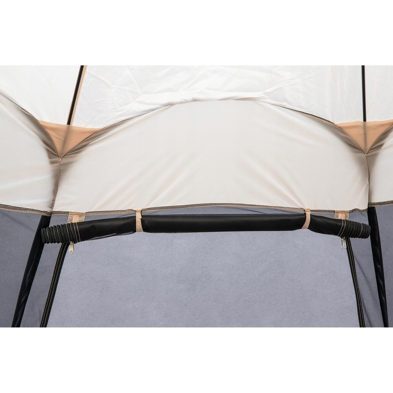 Pavilion tip cort pentru gradina, cadru otel, plasa poliester, bej si gri, 3.60x3.60x2.35 m, Jumi — imaginea 3