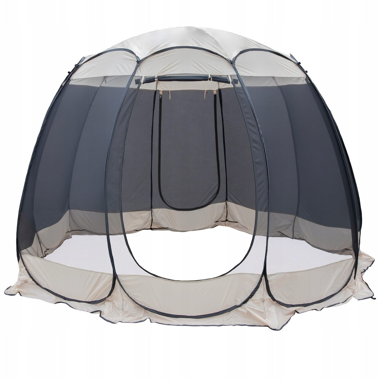 Pavilion tip cort pentru gradina, cadru otel, plasa poliester, bej si gri, 3.60x3.60x2.35 m, Jumi — imaginea 5