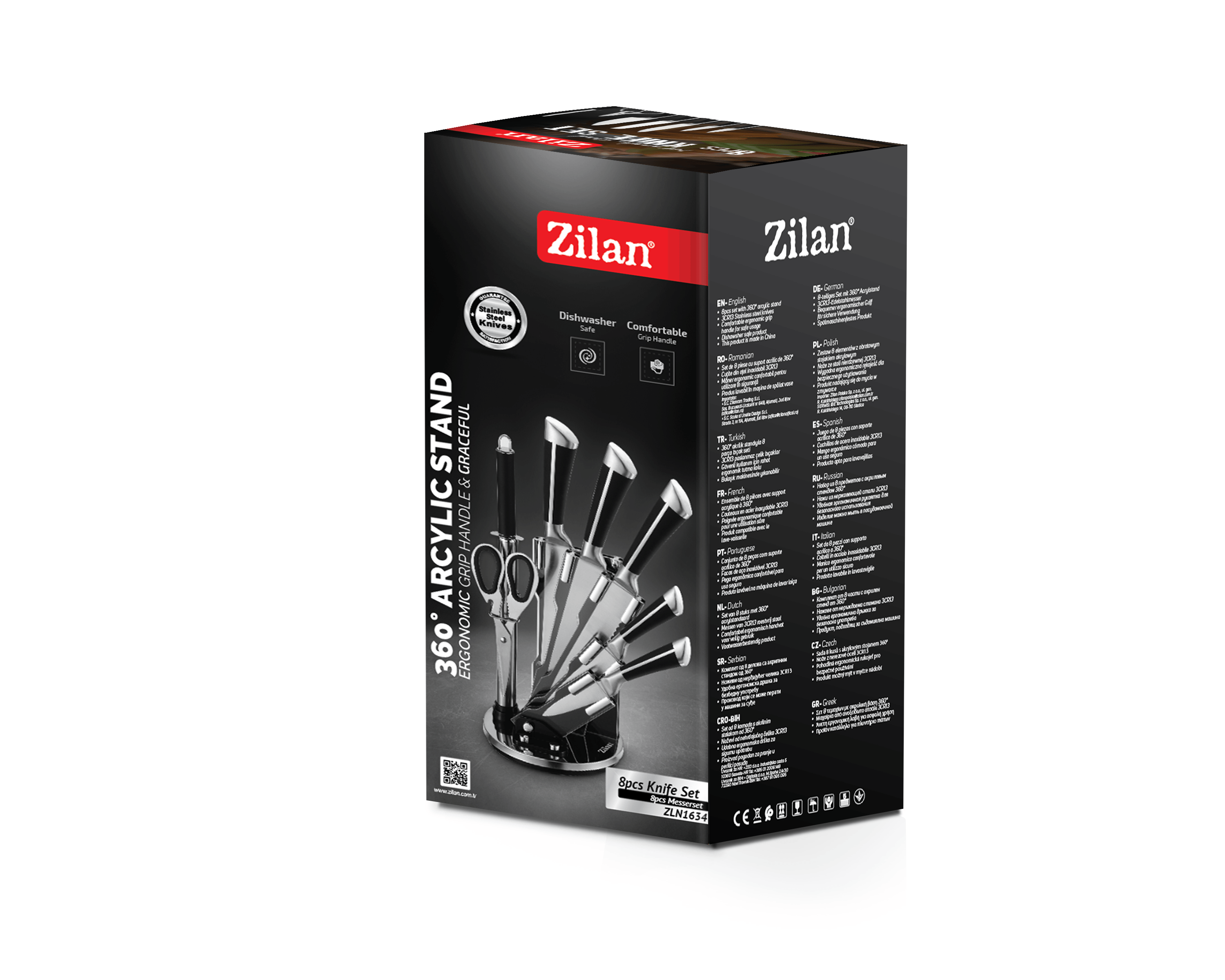 Set cutite 8 piese Zilan ZLN1634, Suport inclus, Otel inoxidabil 3CR13, Compatibil masina de spalat vase — imaginea 3