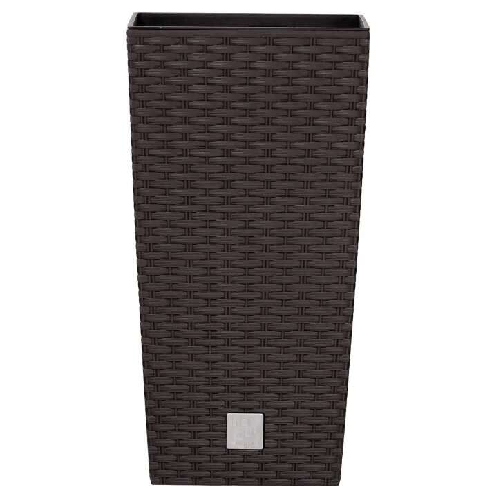 Ghiveci de flori patrat, RATO square, 32.5 x 32.5 cm, H 61 cm, 21/49 L, imitatie ratan, maro, Prosperplast — imaginea 2