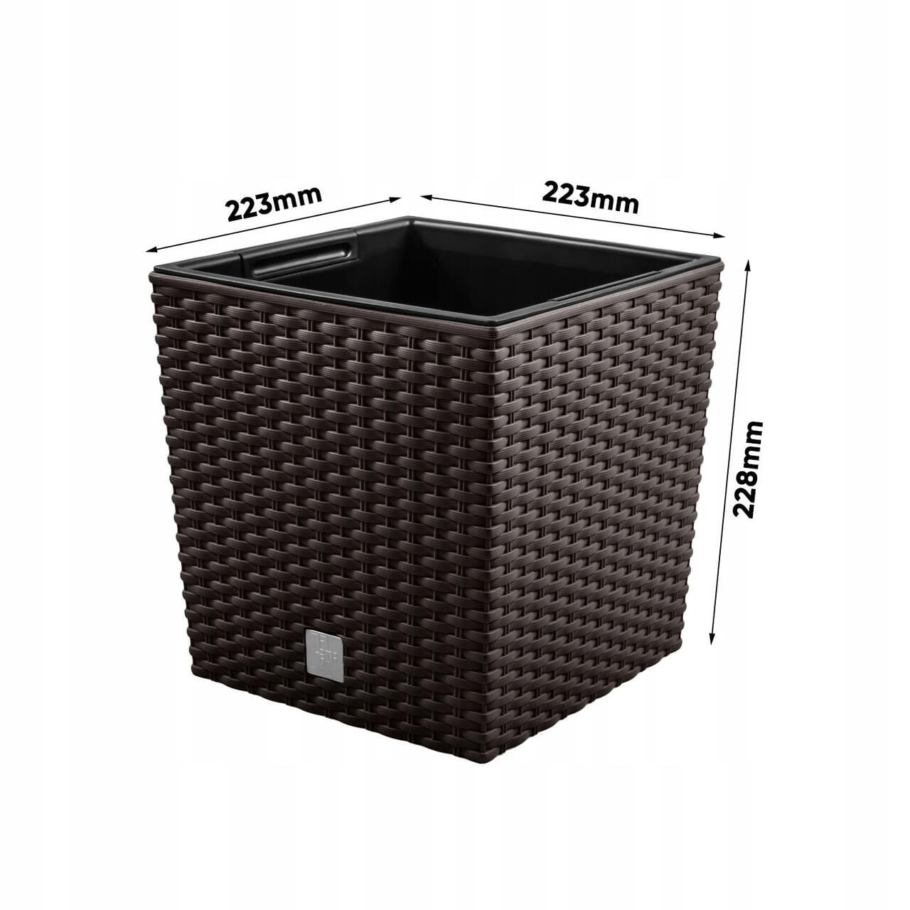 Ghiveci de flori, Prosperplast, Rato Low, patrat, imitatie ratan, maro, 22.3x22.3x22.8 cm — imaginea 3