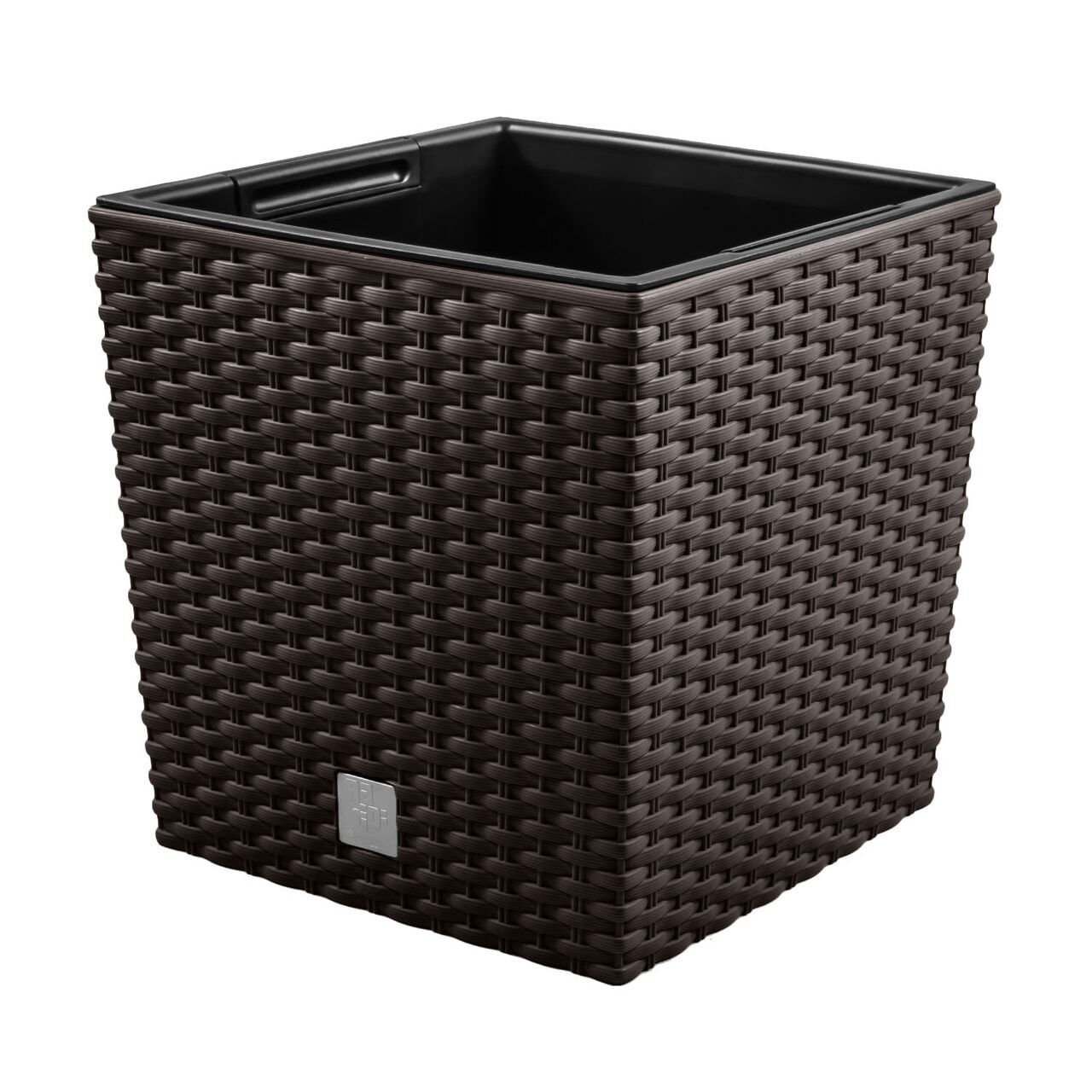 Ghiveci de flori, Prosperplast, Rato Low, patrat, imitatie ratan, maro, 22.3x22.3x22.8 cm — imaginea 4