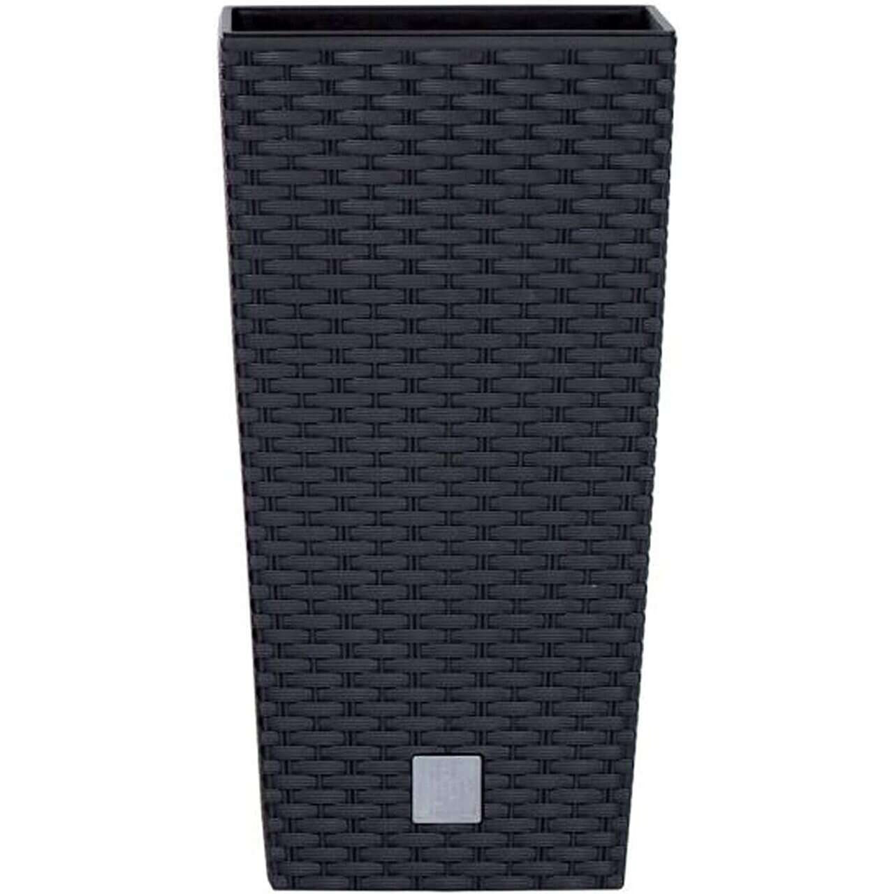 Ghiveci de flori patrat, RATO square, 22.5x22.5x42.1 cm, 8/16.3 L, imitatie ratan, negru, Prosperplast — imaginea 2