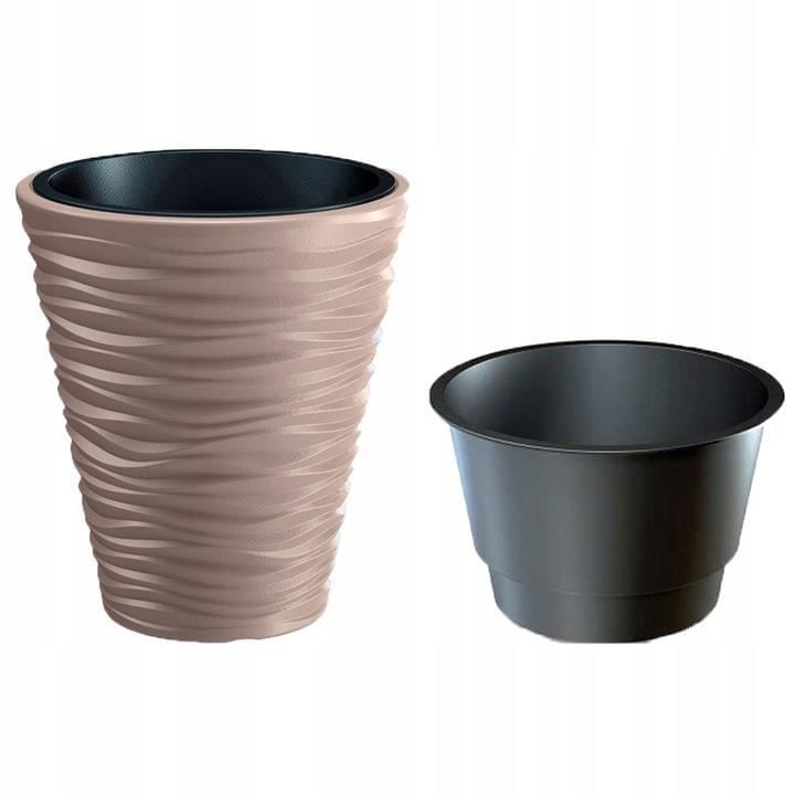Ghiveci decorativ de flori, rotund, cafeniu, 18/37 L, 38.8x43.6 cm, Sand — imaginea 2