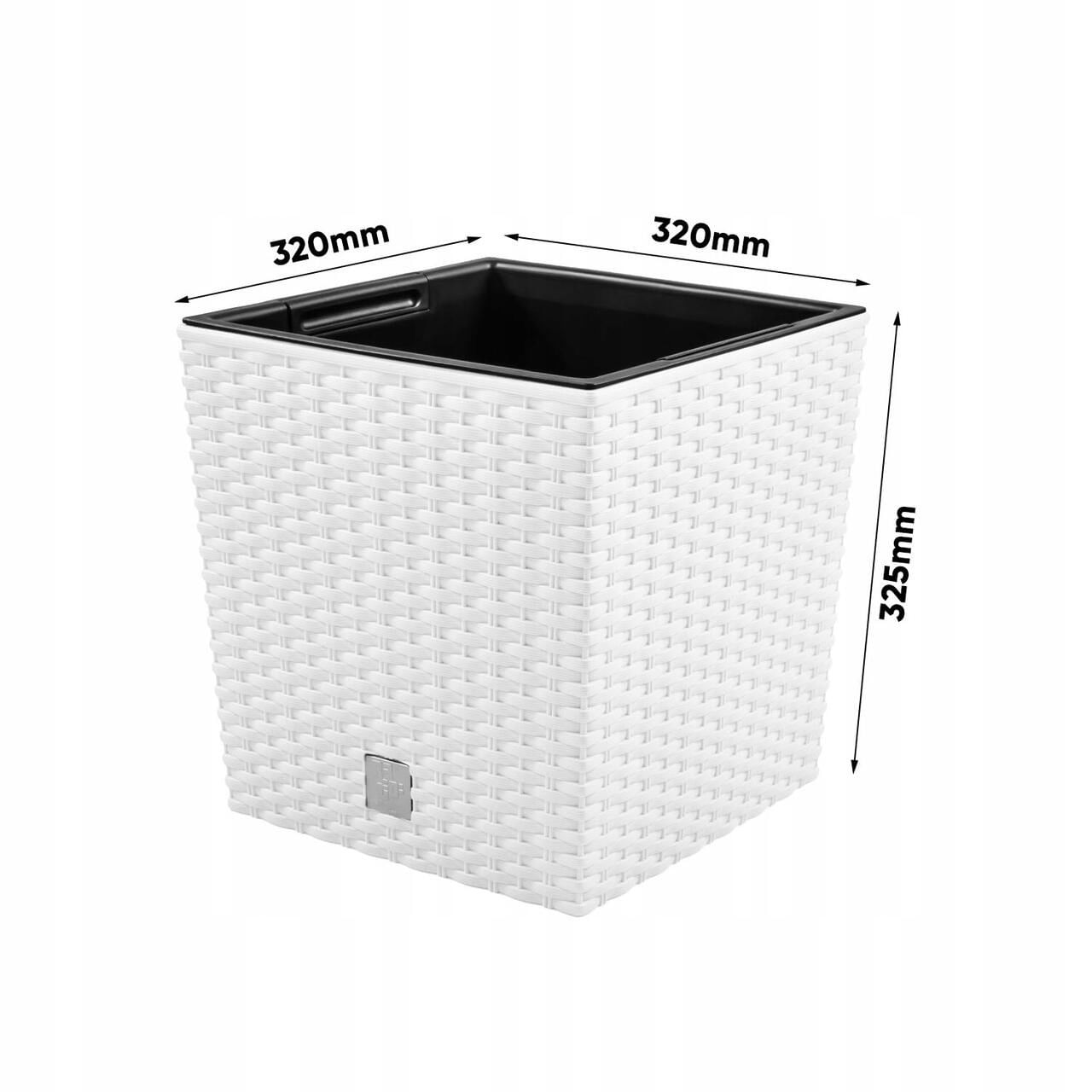 Ghiveci de flori, Prosperplast, Rato Low, patrat, 32 L, imitatie ratan, alb, 32x32x32.5 cm — imaginea 5