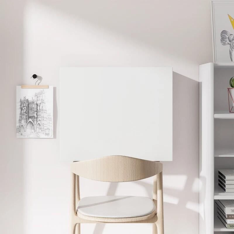Birou de perete, suspendat, pliabil, MDF, cu raft, alb, max 40 kg, 60x21.5x50 cm — imaginea 4