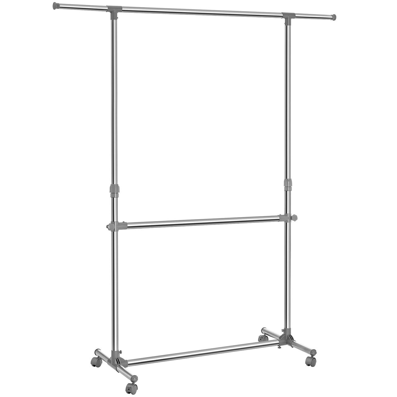 Suport mobil cu roti pentru haine, Artool, reglabil, inox, argintiu, max 50 kg, 101-165x49x113-198 cm — imaginea 2