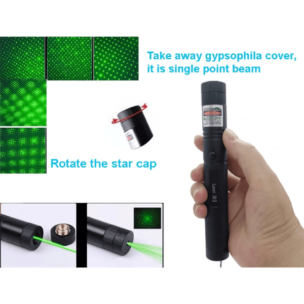 Laser pointer verde pentru prezentari,Putere < 10.000 MW - Negru