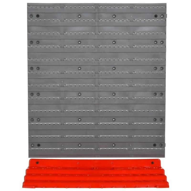 Panou scule, PP, 2 module, 2 rafturi tip suport, 50 de carlige, gri si rosu, max 30 kg, 95.5x53.5 cm — imaginea 2