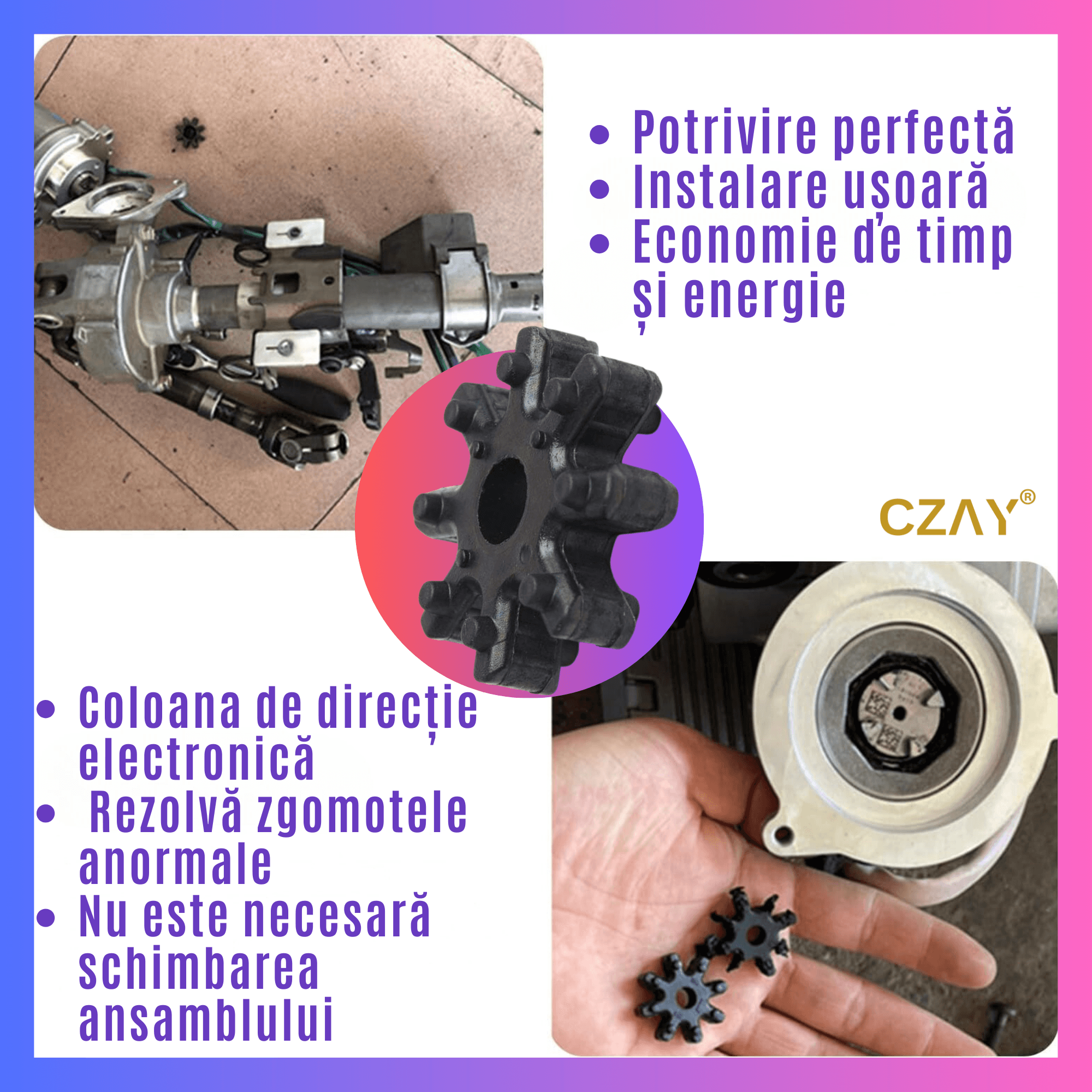 Cupla Coloana Directie CZAY®, Compatibila cu Hyundai si KIA, Montare Usoara, Cod 563152K000FFF, Cauciuc, 29x9x6 mm - 3 | YEO