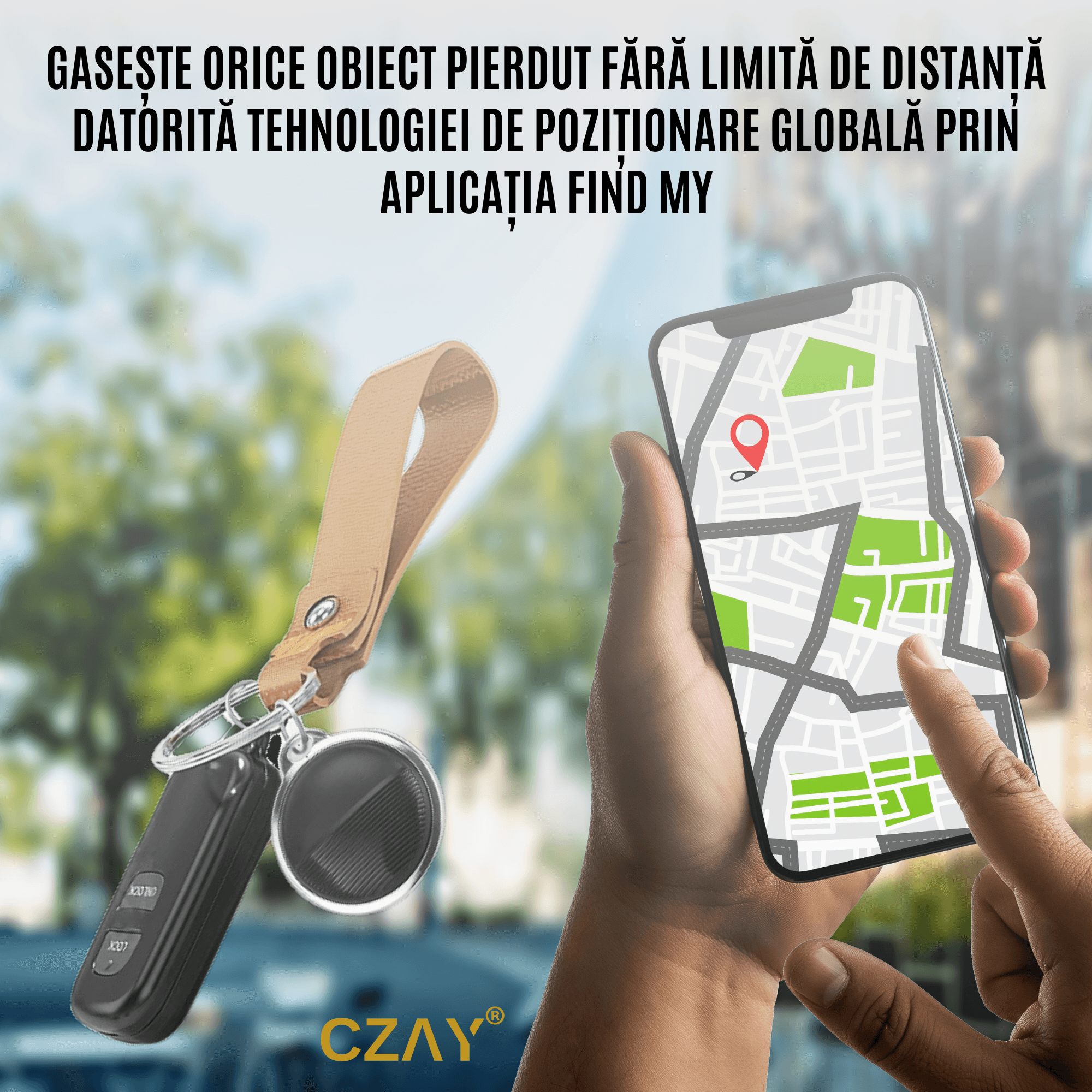 Dispozitiv Antipierdere Localizare GPS Tracker CZAY®, Compatibil iPHONE, Acoperire Globala, Bluetooth, Baterie Inclusa - 3 | YEO