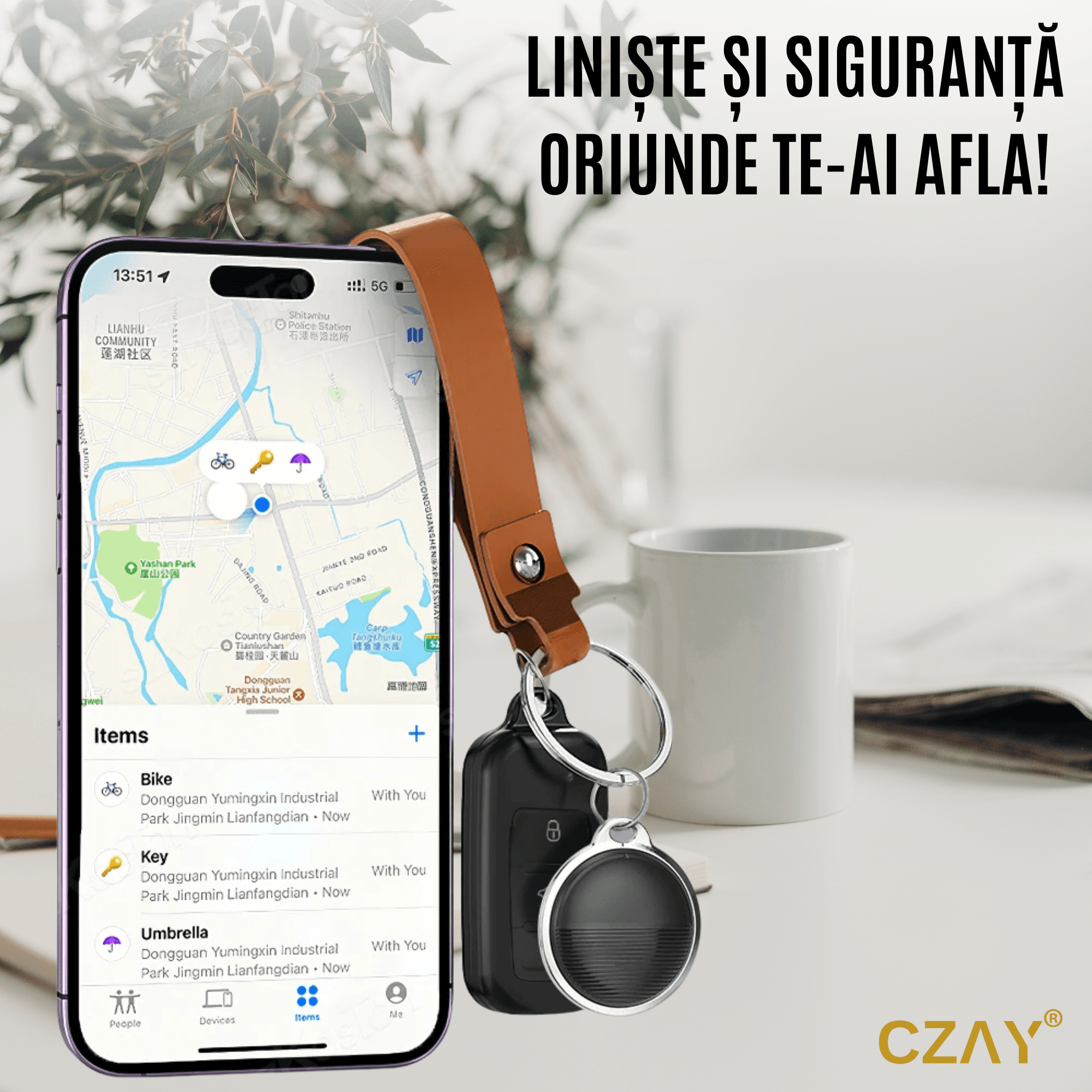 Dispozitiv Antipierdere Localizare GPS Tracker CZAY®, Compatibil iPHONE, Acoperire Globala, Bluetooth, Baterie Inclusa - 4 | YEO