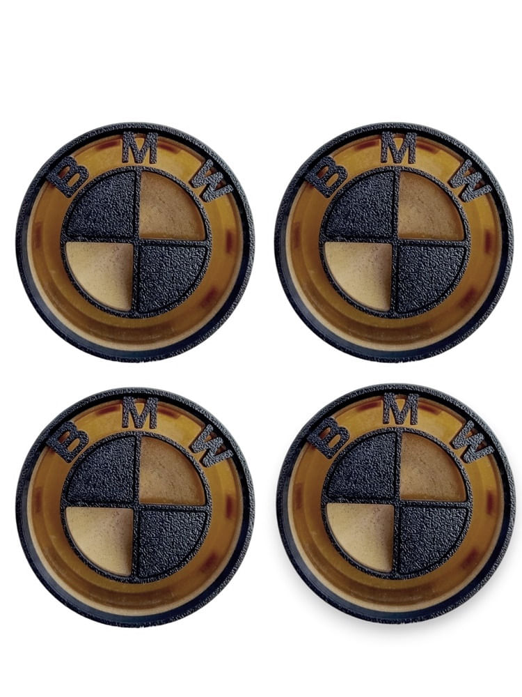 Set 4 capace pentru jante BMW, diametru 68 mm, auriu-negru, efect 3D BMW-GOLD-BLACK - 2 | YEO