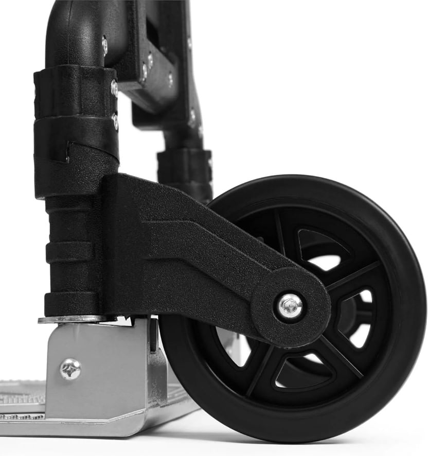 Carucior pliabil pentru transport marfa, cu coarda elastica, 75 kg, aluminiu, negru / gri, Vivo FT100 — imaginea 4
