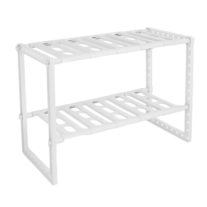 Raft ajustabil cu 2 nivele pentru spatiul de sub chiuveta, Vivo, alb, 25 x 38.5 x 43 cm, TK0121