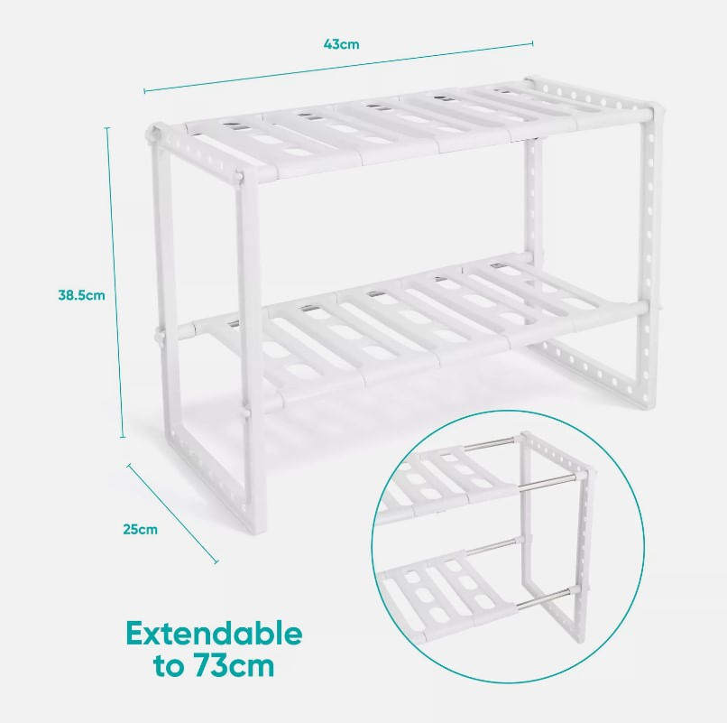 Raft ajustabil cu 2 nivele pentru spatiul de sub chiuveta, Vivo, alb, 25 x 38.5 x 43 cm, TK0121 — imaginea 9